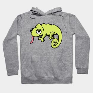 cute green chameleon cartoon drawing graphic Hoodie